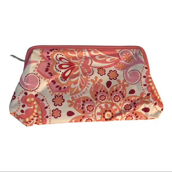 NWOT Clinique Pink Paisley Geometric Floral Makeup Bag Cosmetic Case - Picture 8 of 9